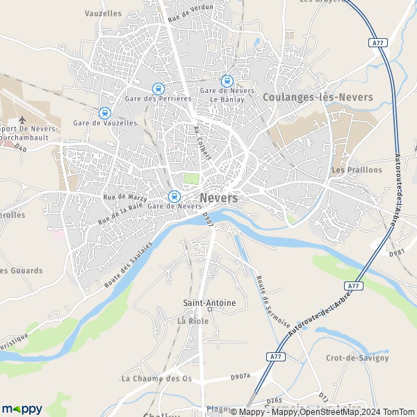 La carte pour la ville de Nevers 58000