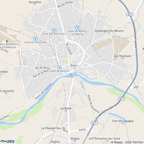 La carte pour la ville de Nevers 58000