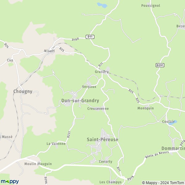 La carte pour la ville de Dun-sur-Grandry 58110