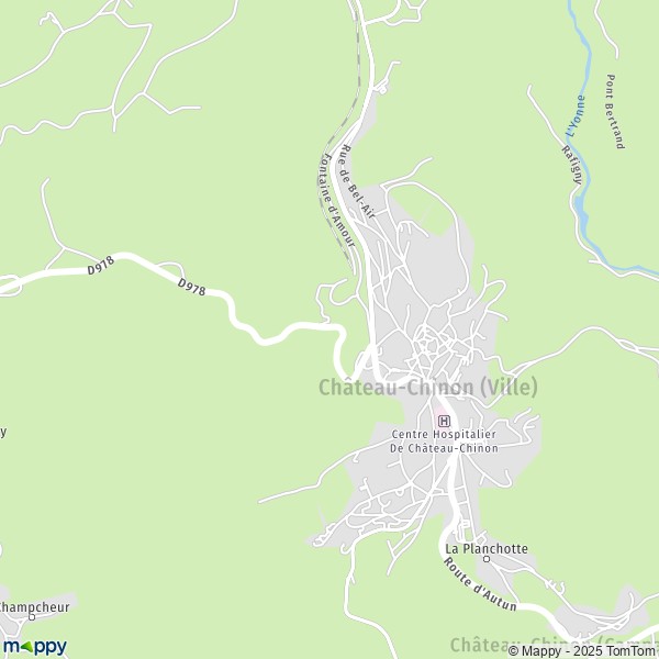 La carte pour la ville de Château-Chinon (Ville) 58120