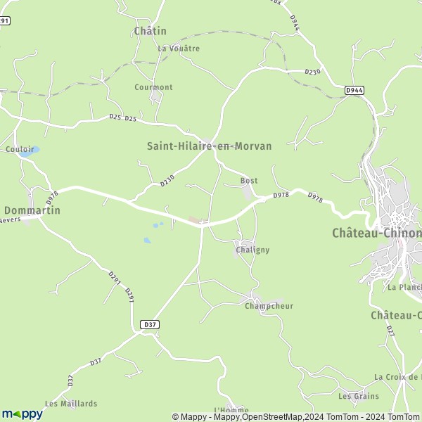 La carte pour la ville de Saint-Hilaire-en-Morvan 58120