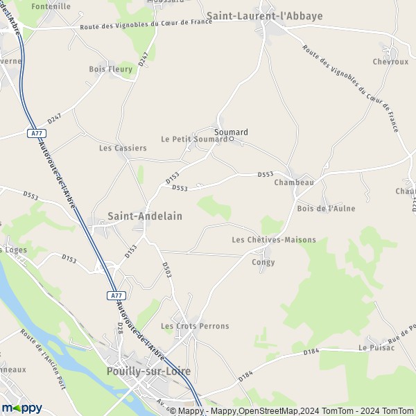 La carte pour la ville de Saint-Andelain 58150