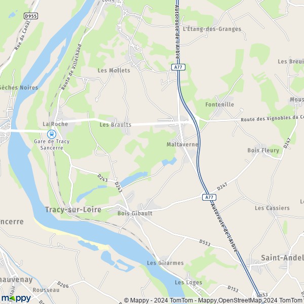La carte pour la ville de Tracy-sur-Loire 58150