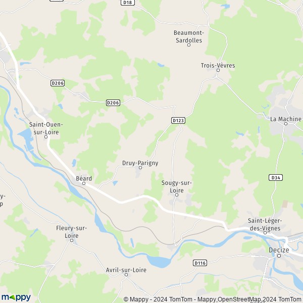 La carte pour la ville de Druy-Parigny 58160