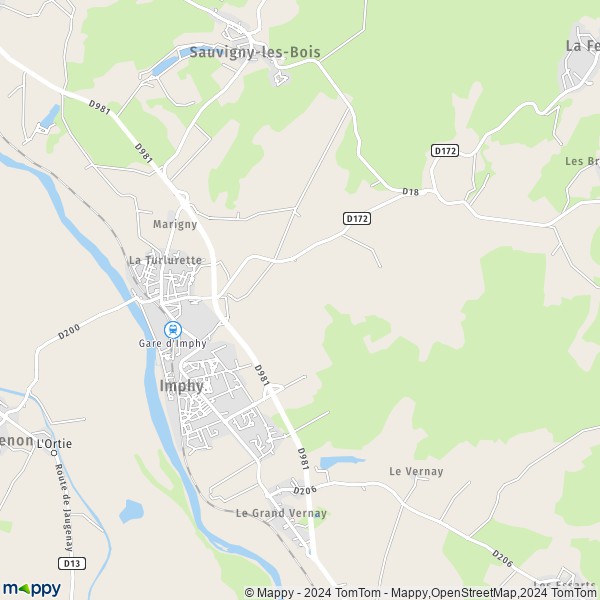 La carte pour la ville de Imphy 58160