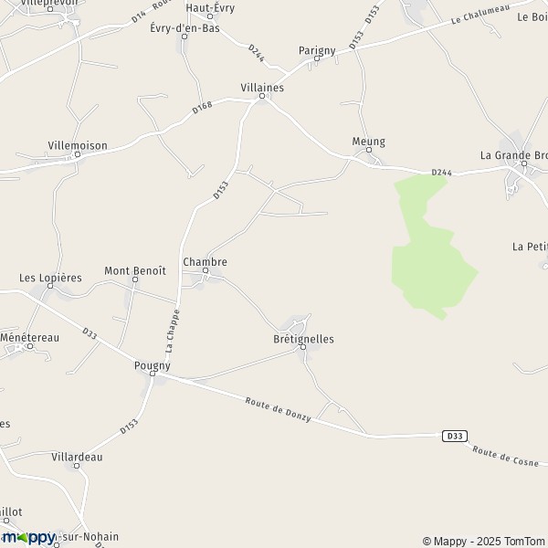 La carte pour la ville de Pougny 58200