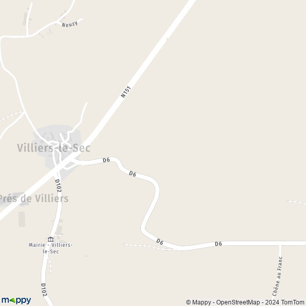 La carte pour la ville de Villiers-le-Sec 58210