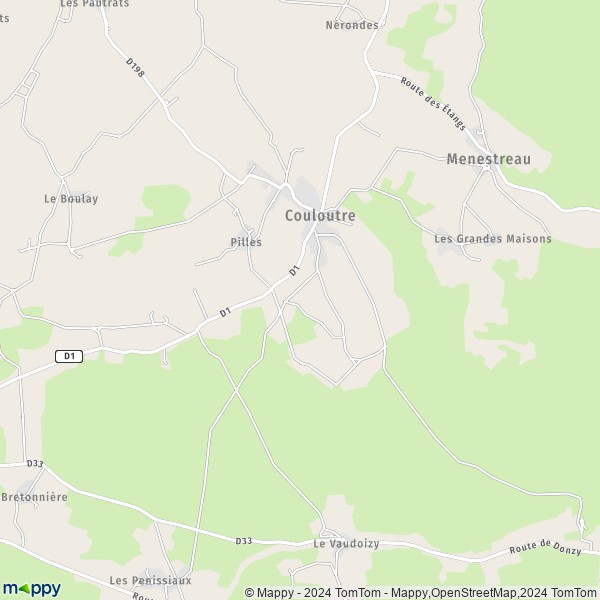 La carte pour la ville de Couloutre 58220