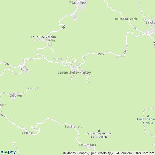 La carte pour la ville de Lavault-de-Frétoy 58230