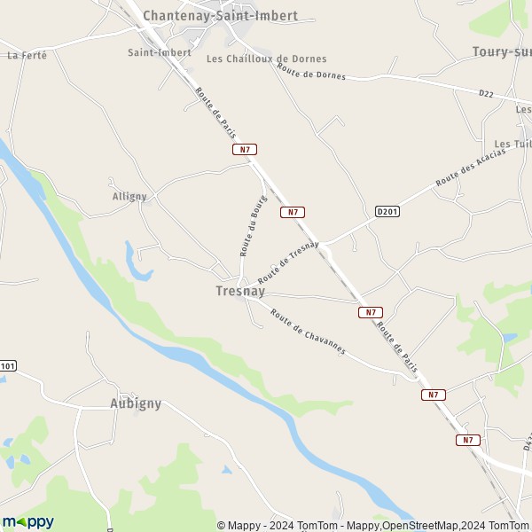 La carte pour la ville de Tresnay 58240