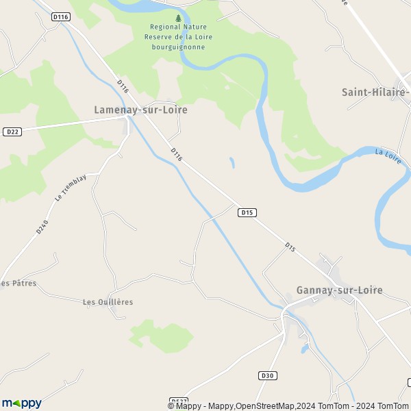 La carte pour la ville de Lamenay-sur-Loire 58300