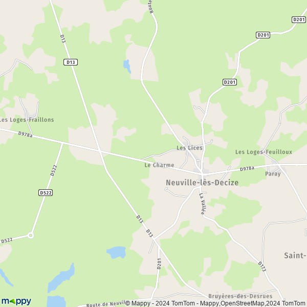 La carte pour la ville de Neuville-lès-Decize 58300