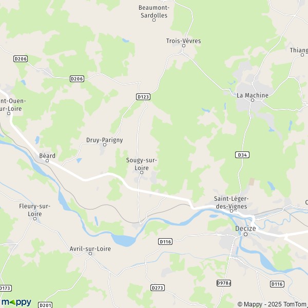 La carte pour la ville de Sougy-sur-Loire 58300