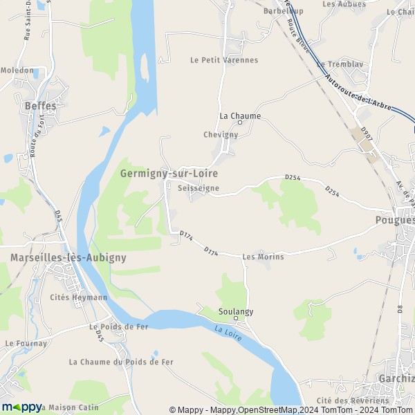 La carte pour la ville de Germigny-sur-Loire 58320