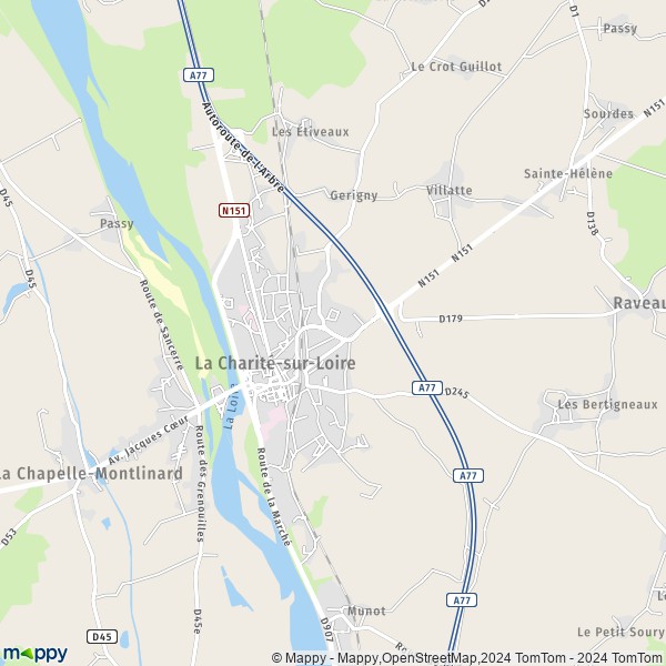 La carte pour la ville de La Charité-sur-Loire 58400