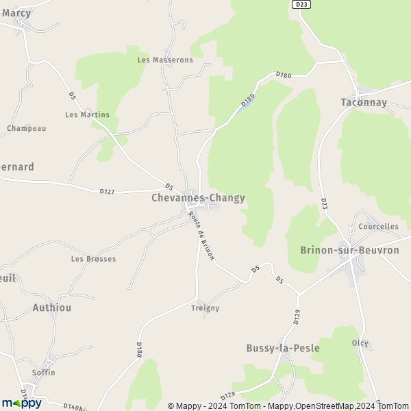 La carte pour la ville de Chevannes-Changy 58420