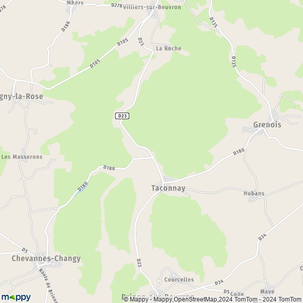 La carte pour la ville de Taconnay 58420