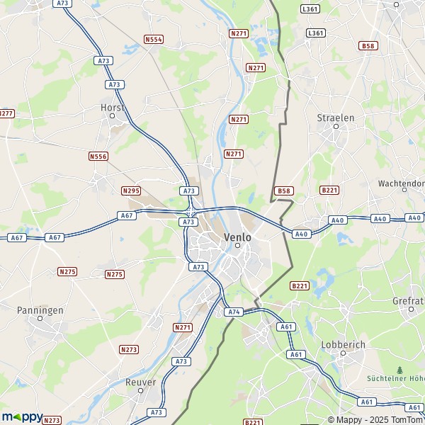 La carte pour la ville de Venlo 5856-5993