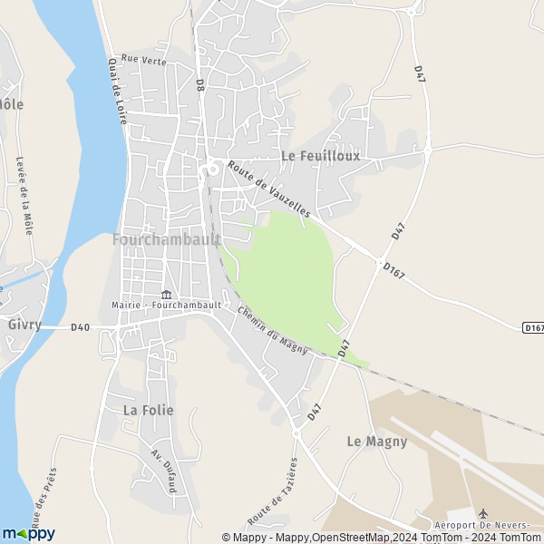 La carte pour la ville de Fourchambault 58600