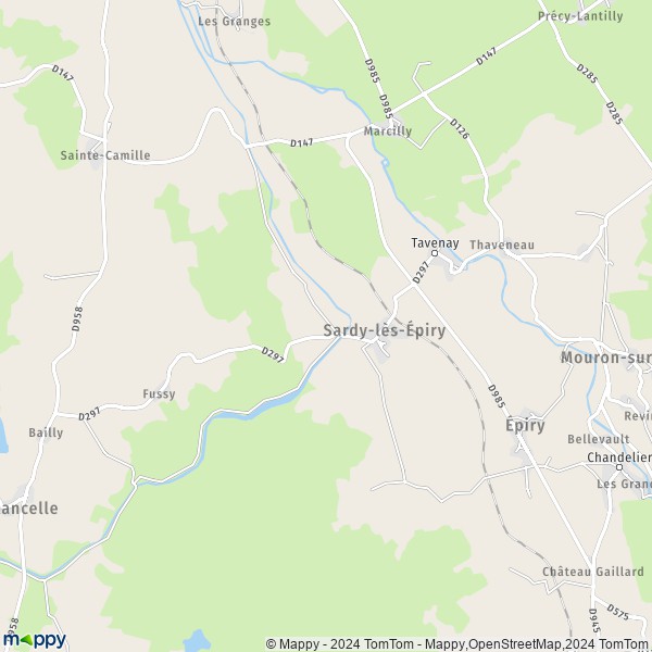 La carte pour la ville de Sardy-lès-Épiry 58800