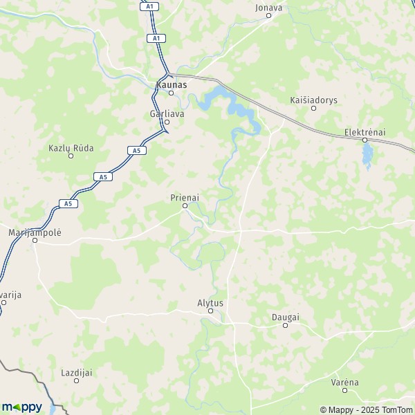 La carte pour la ville de Prienai 59046-59435