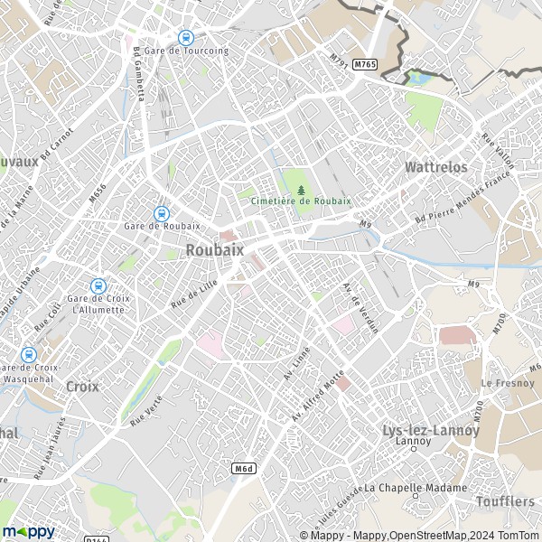La carte pour la ville de Roubaix 59100