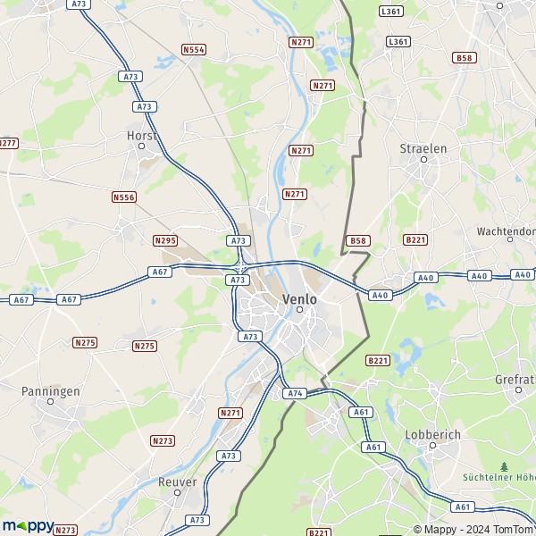 La carte pour la ville de Venlo 5911-5951