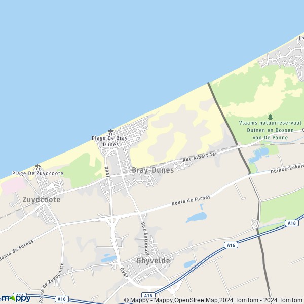 La carte pour la ville de Bray-Dunes 59123