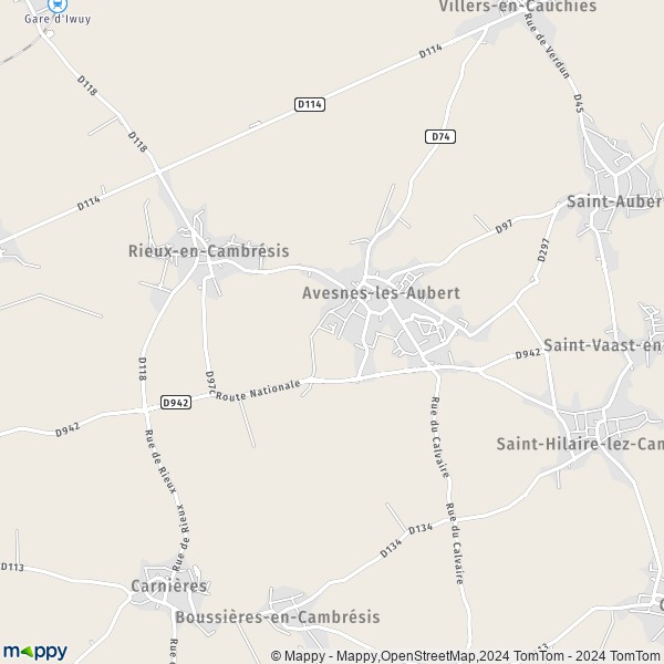 La carte pour la ville de Avesnes-les-Aubert 59129
