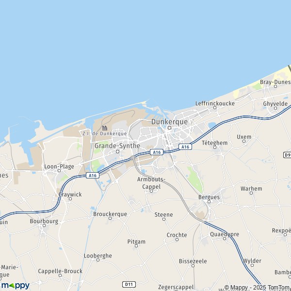 La carte pour la ville de Dunkerque 59140-59640