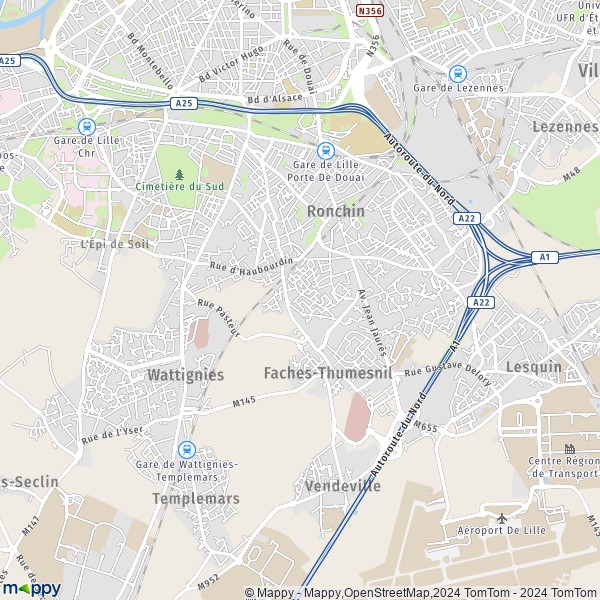 La carte pour la ville de Faches-Thumesnil 59155