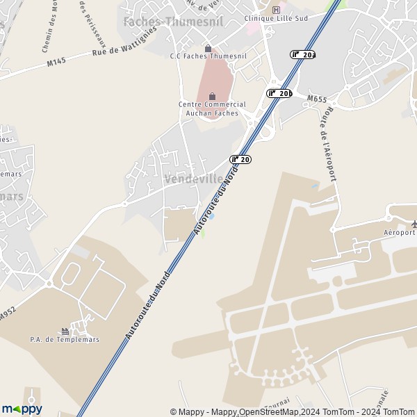 La carte pour la ville de Vendeville 59175