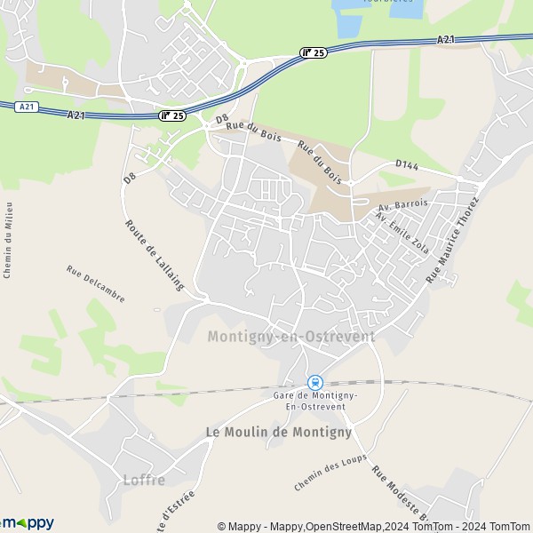 La carte pour la ville de Montigny-en-Ostrevent 59182