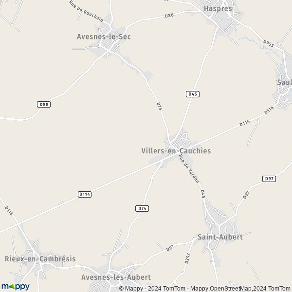 La carte pour la ville de Villers-en-Cauchies 59188