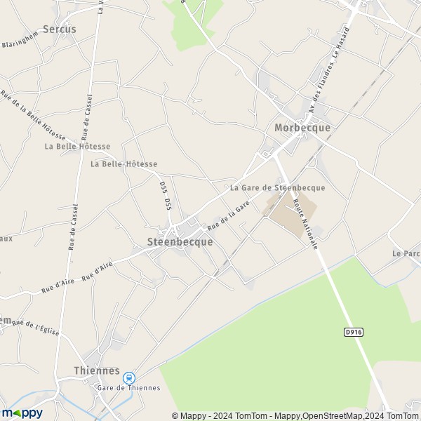 La carte pour la ville de Steenbecque 59189