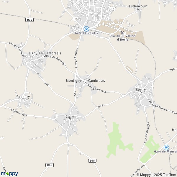 La carte pour la ville de Montigny-en-Cambrésis 59225