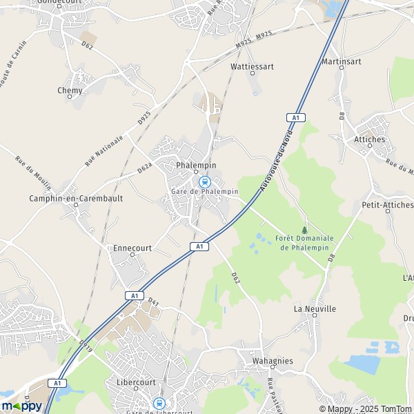 Carte Forêt Domaniale de Phalempin, 59239 La Neuville