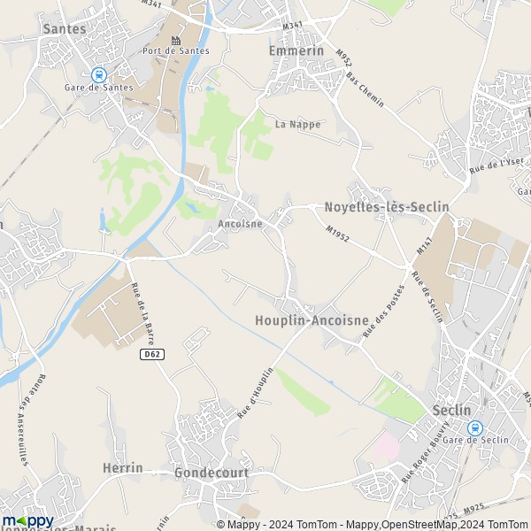 La carte pour la ville de Houplin-Ancoisne 59263