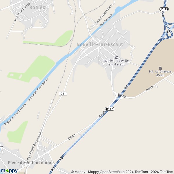 La carte pour la ville de Neuville-sur-Escaut 59293