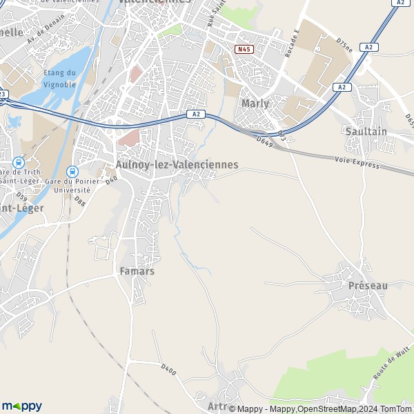 La carte pour la ville de Aulnoy-lez-Valenciennes 59300