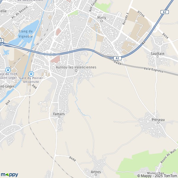 La carte pour la ville de Aulnoy-lez-Valenciennes 59300