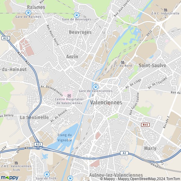 La carte pour la ville de Valenciennes 59300