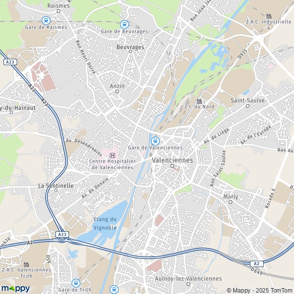 La carte pour la ville de Valenciennes 59300