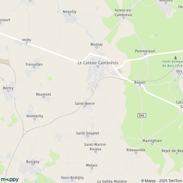 La carte pour la ville de Le Cateau-Cambrésis 59360