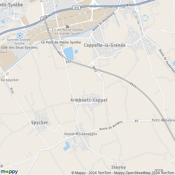 La carte pour la ville de Armbouts-Cappel 59380
