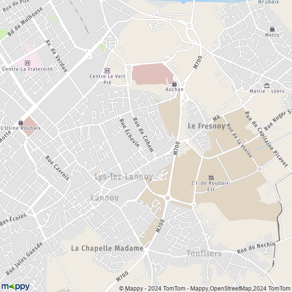 La carte pour la ville de Lys-lez-Lannoy 59390