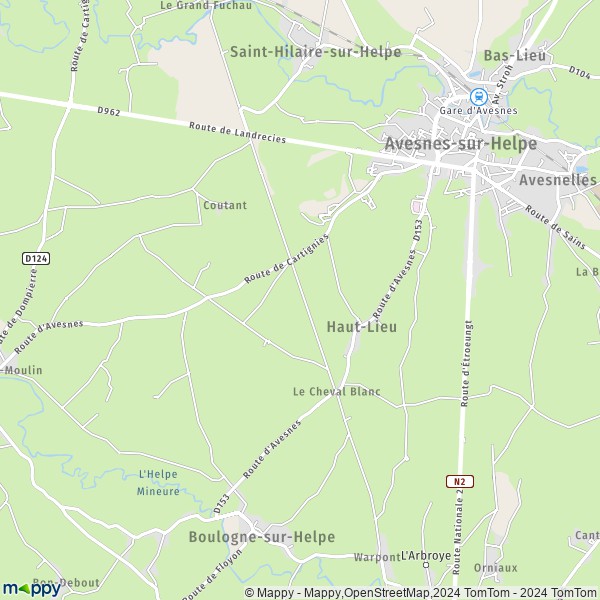 La carte pour la ville de Haut-Lieu 59440