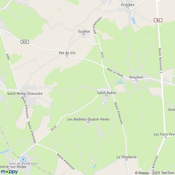 La carte pour la ville de Saint-Aubin 59440