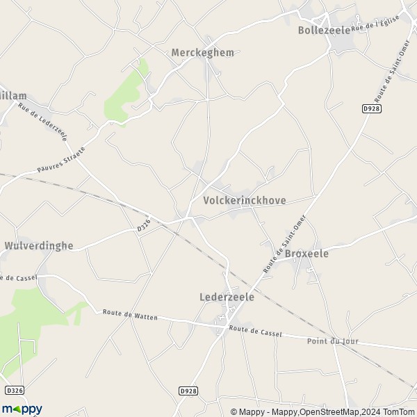 La carte pour la ville de Volckerinckhove 59470