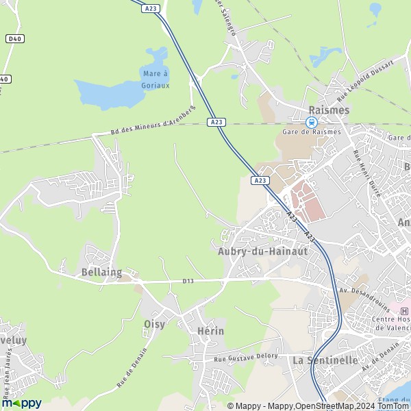 La carte pour la ville de Aubry-du-Hainaut 59494